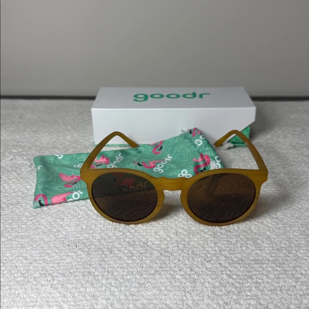goodr Bodhi’s Ultimate Ride Circle G Light Brown Adult Sun Glasses (New)